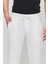 Erkek Slim Fit Beli Lastikli Ipli Fermuarlı Likralı Rahat Jogger Beyaz Erkek Pantolon 3