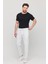 Erkek Slim Fit Beli Lastikli Ipli Fermuarlı Likralı Rahat Jogger Beyaz Erkek Pantolon 5