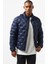 Modern Kapitone Down Fill Jacket Kaztüyü Dolgu Gizli Kapüşonlu Lacivert Mont 1