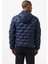 Modern Kapitone Down Fill Jacket Kaztüyü Dolgu Gizli Kapüşonlu Lacivert Mont 3