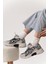 Lako Gri Siyah Fileli Kalın Taban Kadın Spor Sneaker 2