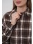Kadın Ekose Desen Oversize Oduncu Gömlek 3854 C. Kahverengi 5