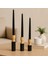 3’lü El Boyaması Siyah Detaylı Ahşap Şamdan Mumluk Seti – Mumlar Dahildir 1