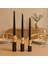 3’lü El Boyaması Siyah Detaylı Ahşap Şamdan Mumluk Seti – Mumlar Dahildir 2