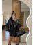 Siyah Oversize Deri Ceket 5