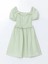 Lcw Kids Yeşil Kare Yaka Kız Çocuk Elbise 1