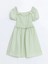 Lcw Kids Yeşil Kare Yaka Kız Çocuk Elbise 2