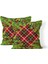 Yılbaşı Ekose Nakış Desenli, Dijital Baskılı, Çift Taraflı Kırlent Kılıfı. 2'li Set Kırlent Kılıfı 2