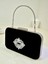 Zarif Siyah Süet Abiye Çanta | Gümüş Kristal Taşlı Gece Clutch 2