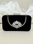 Zarif Siyah Süet Abiye Çanta | Gümüş Kristal Taşlı Gece Clutch 5