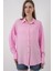 Kadın Oversize Viskon Gömlek 3785 - Pembe 4