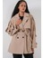 Kadın Kuşaklı Oversize Kaşe Kaban 9157 - Bej 3