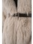 Kadın Kemerli Oversize Kürklü Kaban 9156 - Taş 5