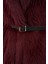 Kadın Kemerli Oversize Kürklü Kaban 9156 - Bordo 5