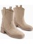 Mindra Bej Süet Nakışlı Kadın Bot 3