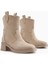 Mindra Bej Süet Nakışlı Kadın Bot 4