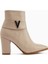 Elvia Bej Tokalı Kalın Topuklu Kadın Bot 2
