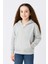Kız Çocuk Kapüşonlu Kanguru Çepli Tam Fermuarlı Hırka Sweatshirt - Gri 3