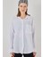 Kadın Tek Cepli Oversize Müslin Gömlek 20353 - Beyaz 3