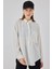 20153 Tek Cepli Oversize Keten Gömlek - Ekru 2