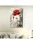 Tekli Dikey Kanvas Tablo Beyaz ve Kırmızı Gelincik Çiçeği 1