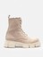 Bej Fermuarlı Bağcıklı Hakiki Süet Deri Kadın Bot 2