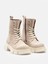 Bej Fermuarlı Bağcıklı Hakiki Süet Deri Kadın Bot 4