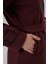 Kadın Kuşaklı Kaşe Kaban 9162 - Bordo 2