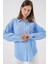 Kadın Nakışlı Oversize Gömlek 20338 - Mavi 3
