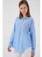 Kadın Nakışlı Oversize Gömlek 20338 - Mavi 4