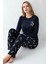 Kadın Yılbaşı Temalı %100 Pamuklu Uzun Kollu Bisiklet Yaka Pijama Takımı 2