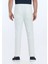 Ekru Çizgili Dokuma Jogging Fit Casual Keten Karışımlı Pantolon 4