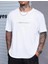 Unisex Baskılı Oversize T-Shirt - Beyaz 1