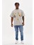Unisex Baskılı Oversize T-Shirt - Gri 4