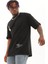 Unisex Oversize Baskılı Bisiklet Yaka T-Shirt - Siyah 1