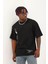 Unisex Oversize Baskılı Bisiklet Yaka T-Shirt - Siyah 2