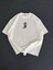 Baskılı Oversize Bisiklet Yaka T-Shirt - Beyaz 1