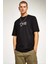 Unisex Baskılı Oversize T-Shirt - Siyah 2