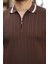 Erkek Yaka ve Kolları Çizgi Detaylı Fermuarlı Kısa Kollu T-Shirt 3