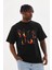 Unisex Baskılı Oversize T-Shirt - Siyah 3