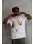 Unisex Baskılı Oversize T-Shirt - Beyaz 4