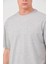 Unisex Düz Biskilet Yaka Oversize T-Shirt - Gri 3