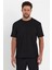 Unisex Düz Biskilet Yaka Oversize T-Shirt - Siyah 1