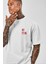 Unisex Baskılı Oversize T-Shirt - Beyaz 1