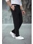 Erkek Paça Yırtmaçlı Burgu Selanik Dokulu Jogger Buggy Pantalon Rahat Kalıp - Siyah 1