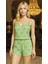Venüsshopping- Yeşil Çiçek Desenli Askılı Şortlu Pijama Takımı 1