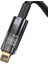 Şeffaf Uçlu Iphone 45W USB Hızlı ve Dayanıklı Şarj ve Data Işıklı Örgü Kablo 1 Metre 5