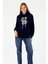 Kadın Ayıcık Aksesuarlı Kapüşonlu 3ip Sweatshirt Lacivert - 2685 1