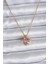 316L Çelik Gold Renk Zincir Pembe Kristal Kalp Model Zirkon Taş Detay Kadın Kolye 1