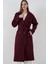 Kadın Kuşaklı Kaşe Kaban 9161 - Bordo 1